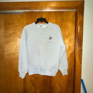 Warner Bros Gray Crewneck Sweater with Embroidered Detail